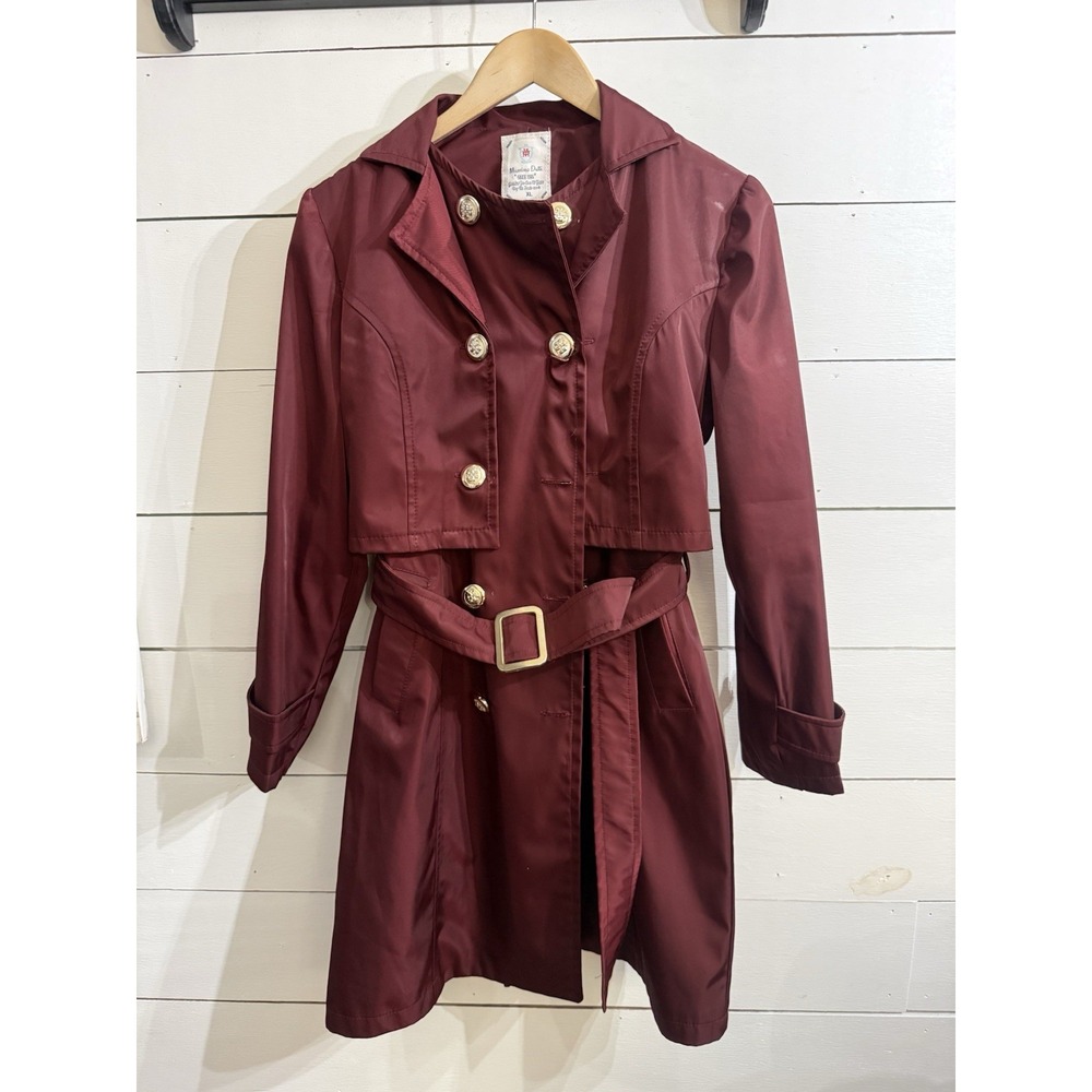 Massimo‎ Dutti Maroon Burgundy Trench Coat Women's X-Large Designer - Picture 1 of 14